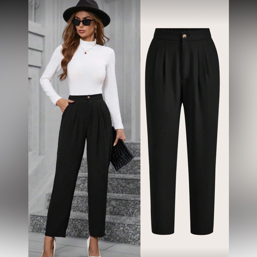 Stylish Black Pleated Trousers